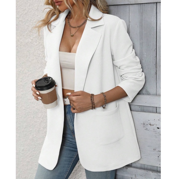 Classic Open Front Pockets Minimalist Jacket Blazer - Picture 8 of 13